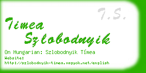 timea szlobodnyik business card